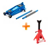 Комплект: Домкрат подкатной 3т + Подставка под автомобиль