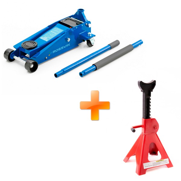 Комплект: Домкрат подкатной 3т + Подставка под автомобиль TH33007+V-003