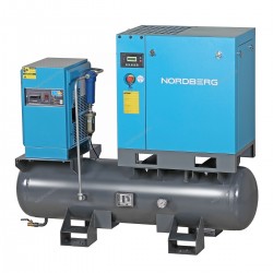 Компрессор винтовой, 7,5 кВт, 10 бар, 900 л/мин, ресивер 260л, IP55, осушитель NORDBERG NCC10RD