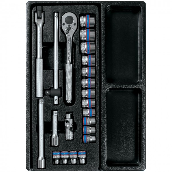 Набор торцевых головок 3/8 с принадлежностями, ложемент, 23 предмета KING TONY 9-3523MR
