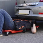 Лежак ремонтный подкатной, пластиковый, красный WDK-84068R