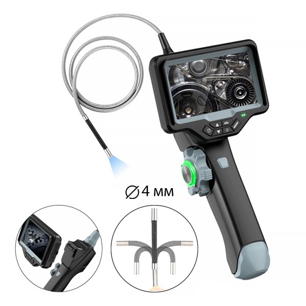 Видеоэндоскоп управляемый оптоволоконная подсветка, экран 4.5, 1Мп, 1280х720, 1м, 4мм зонд, 360° iCartool IC-VC1042WL