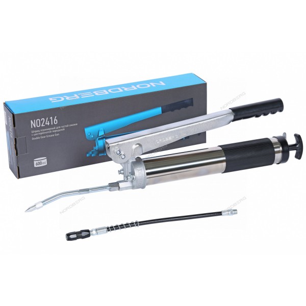 Шприц плунжерный для густой смазки с шестеренчатой передачей, 600 мл NORDBERG NO2416