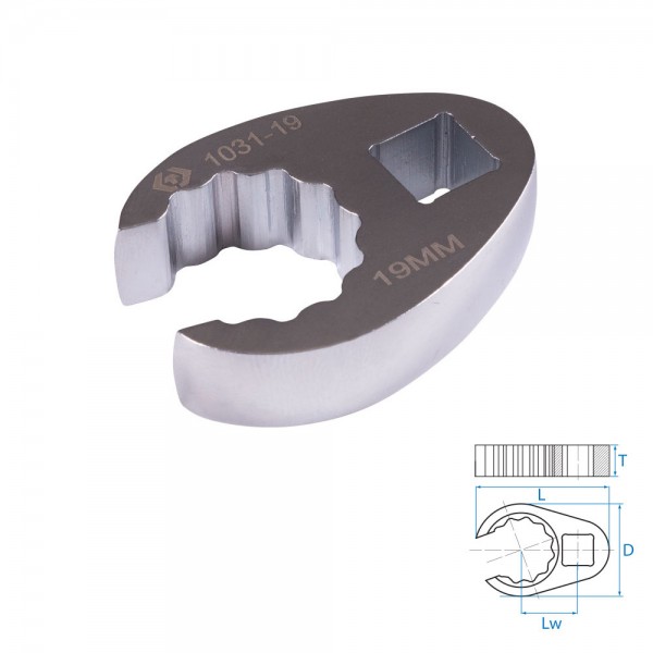 Ключ разрезной (воронья лапка) 19 мм, 3/8 KING TONY 1031-19R