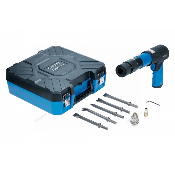 Пневмозубило 250 мм, с комплектом насадок и быстросъемным держателем в кейсе NORDBERG NP5070K