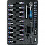 Набор торцевых головок 1/4 с принадлежностями, торцевые насадки Hex и Torx, ложемент, 37 предметов KING TONY 9-7537MR