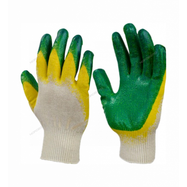 Перчатки х/б с двойным латексным покрытием ЛЮКС, р.9, 13 класс вязки Россия CT25l2_LUX9