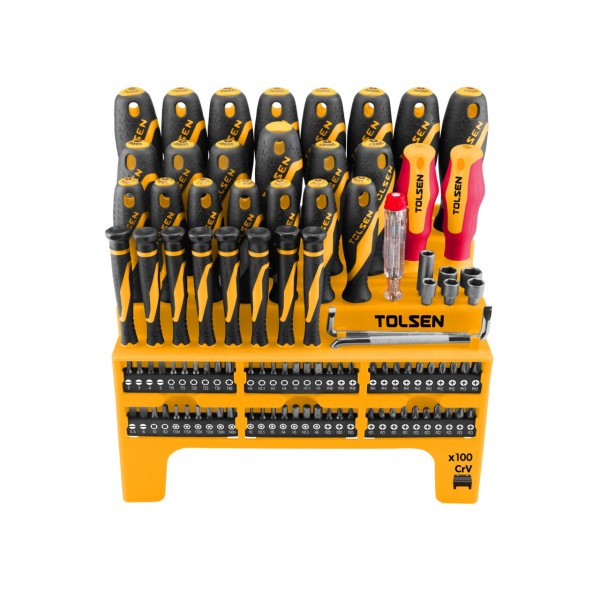 Набор отверток GRIPro, вставки(биты), на подставке, 100 предметов TOLSEN TT20185