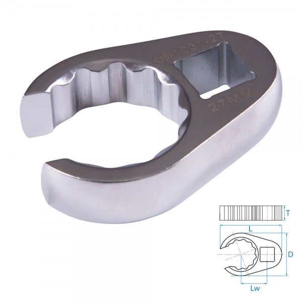 Ключ разрезной (воронья лапка) 27 мм, 1/2 KING TONY 1031-27R