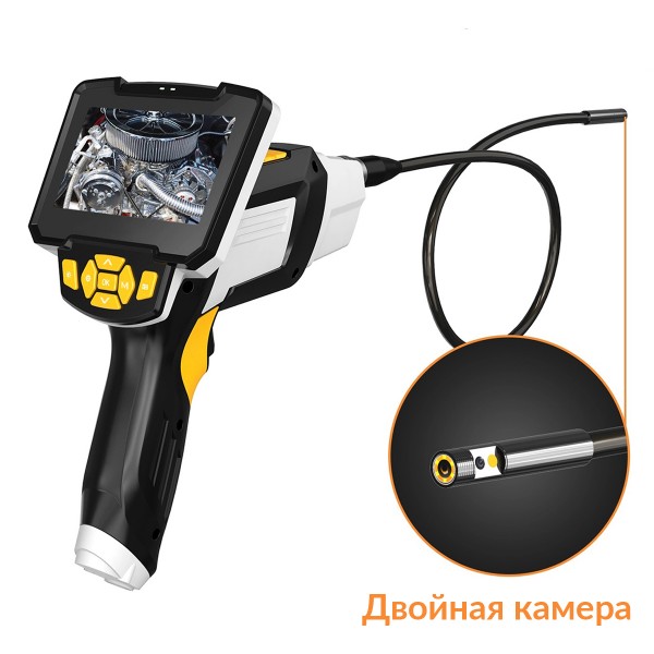 Видеоэндоскоп промышленный, 4.3, 1Мп, 2 камеры, 1280х720, 1м, 5.5 мм сменный зонд iCartool IC-V112A