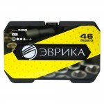 Набор торцевых головок  1/4"DR 6-гранный 46 предметов ЭВРИКА 1/10 ER-80046