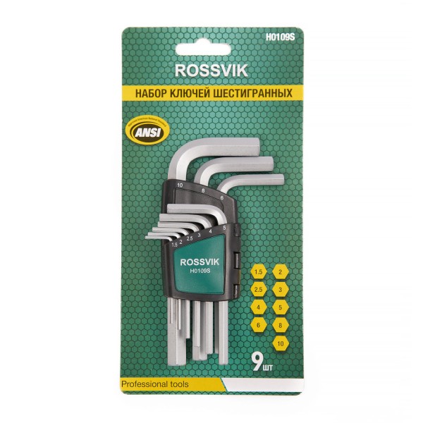 Набор ключей шестигранных ROSSVIK, 9пр H0109S