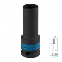 Головка торцевая ударная глубокая двенадцатигранная 1/2, 15 мм KING TONY 443015M