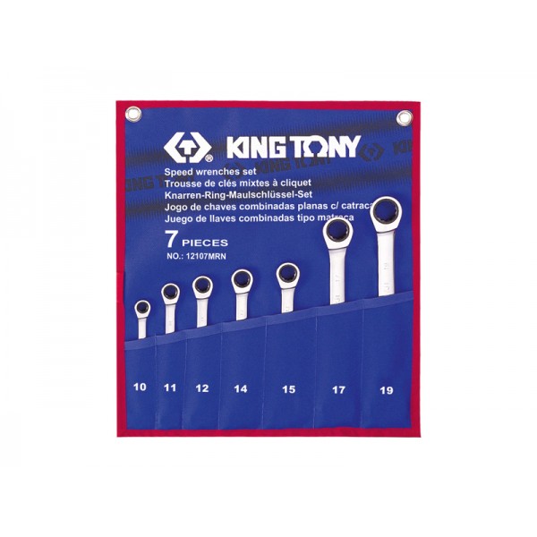 Набор комбинированных трещоточных ключей, 7 предметов king tony 12107mrn