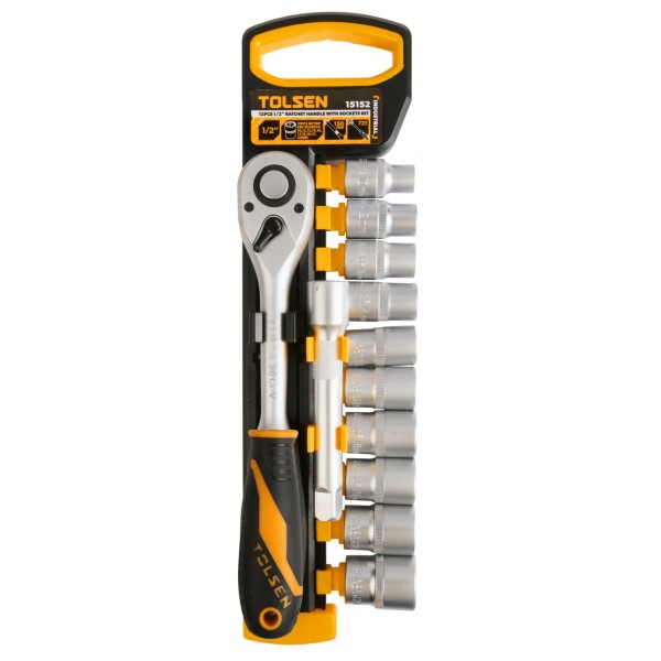 Набор торцевых головок с трещоткой 1/2, 10-22 мм, 12 предметов TOLSEN TT15152