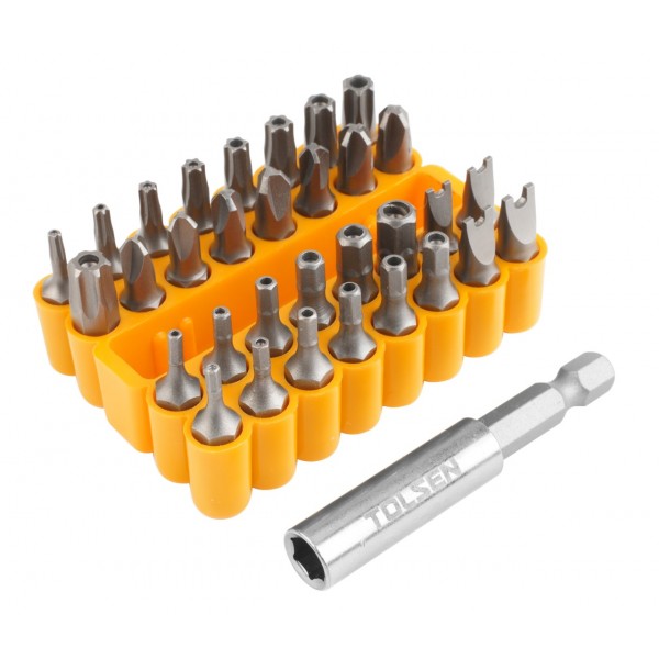 Набор вставок (бит) 1/4, Security hex, TorxTR, Spaner, Torg-Set, Tri-Wing, 33 предмета TOLSEN TT20369