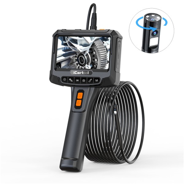 Видеоэндоскоп промышленный, экран 5, 2Мп, 1920х1080, 1м, 8 мм зонд, вращение камеры iCartool IC-VC700R