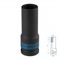 Головка торцевая ударная глубокая двенадцатигранная 1/2, 17 мм KING TONY 443017M