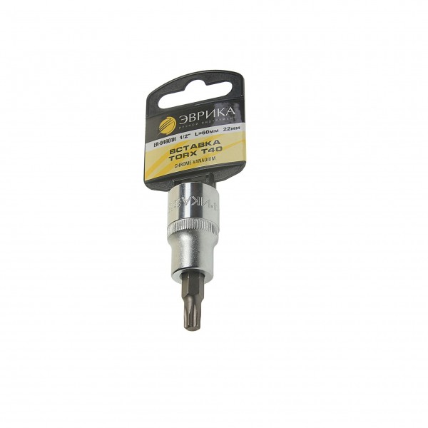 Насадка-вставка с битой Torx T40  1/2 22мм L=60мм (с держателем) ЭВРИКА /1/20 ER-94601H