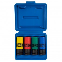 Набор глубоких ударных торцевых головок 1/2, шестигранные, 17, 19, 21, 22 мм KING TONY 44904MP02