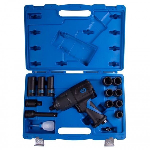 Гайковерт пневматический ударный 1/2, 1356 Нм, с комплектом головок, 15 предметов KING TONY 44803AMP