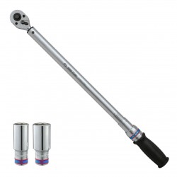 Динамометрический ключ серии EXACT, 1/2, 60-340 Нм, для левой и правой резьбы, футляр, в комплекте 2 торцевые головки KING TONY P34462-2DG