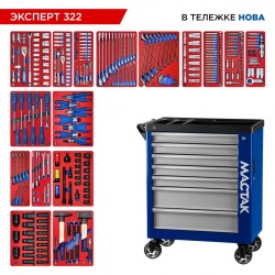 Набор инструментов 323 предмета, ЭКСПЕРТ 322, в синей тележке МАСТАК 50-07322B
