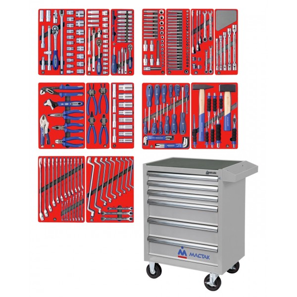 Набор инструментов ЛИДЕР в серой тележке, 270 предметов МАСТАК 52-06270G