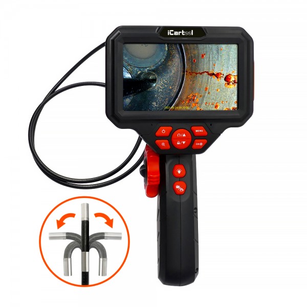 Видеоэндоскоп управляемый, экран 5, 2Мп, 1920x1080, 1м, 6мм, 360° iCartool IC-V200C