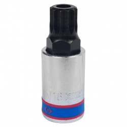 Насадка (бита) торцевая 1/2, Spline, M16, L = 66 мм, с отверстием KING TONY 402B16