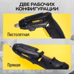 Отвёртка аккумуляторная TECHNICOM , 4В, 1.3Ач, 200 об/мин, LED фонарь, 10+1 ступеней крутящего момента TC-CS106