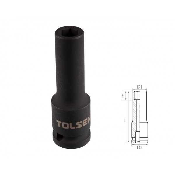 Головка торцевая ударная глубокая шестигранная 1/2, 10 мм TOLSEN TT18260