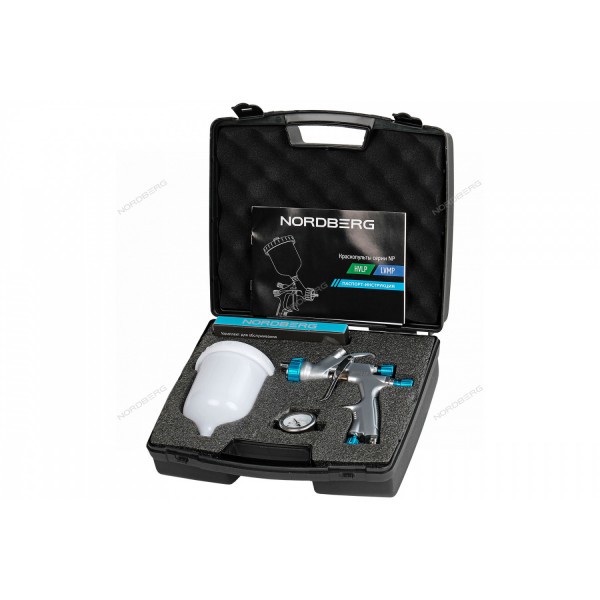 Краскопульт LVMP с верхним бачком, сопло 1,8 мм, пластиковый кейс NORDBERG NP7517