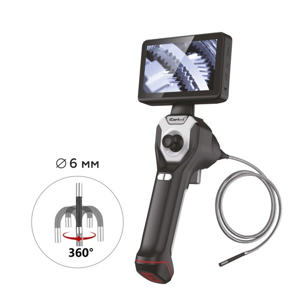 Видеоэндоскоп управляемый, экран 4.5, 1Мп, 1280х720, 1м, 6мм зонд, всесторонняя артикуляция iCartool IC-VC106AW