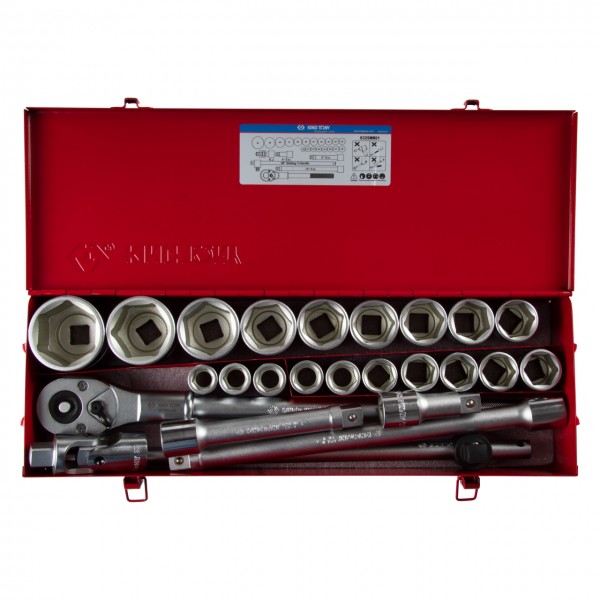 Набор торцевых головок с принадлежностями 3/4, шестигранные, 19-55 мм, 25 предмета KING TONY 6325MR01