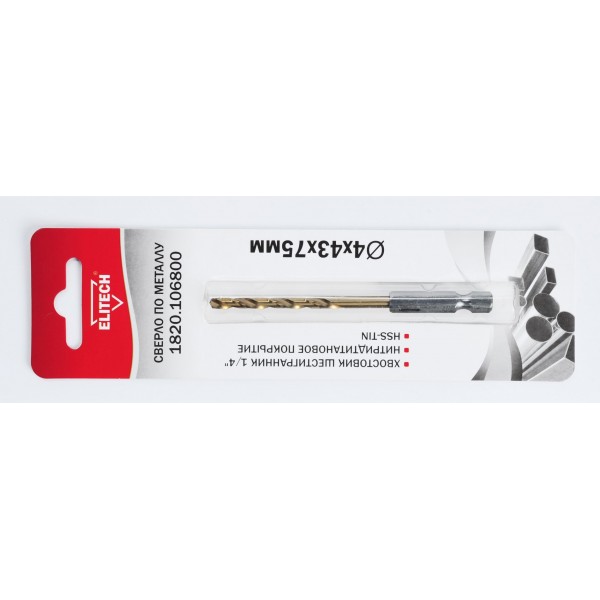 Сверло 4х75 HSS-G+TiN HEX1/4' 1820.106800 193845