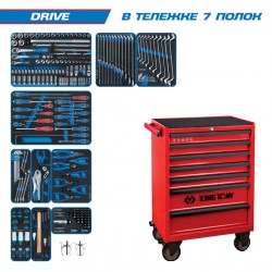 Набор инструментов DRIVE в красной тележке, 251 предмет KING TONY 934-251MRV