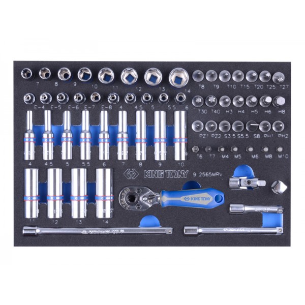 Набор торцевых головок 1/4 с принадлежностями,  65 предметов KING TONY 9-2565MRV 