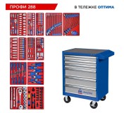 Набор инструментов 288 предметов, ПРОФИ 288, в синей тележке МАСТАК 52-06288B