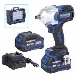 Гайковерт аккумуляторный, 1/2", 20 В, 1000 Нм, 2 аккумулятора 4 A и зарядное устройство, в кейсе NORDBERG NE808K