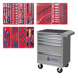 Набор инструментов СТАНДАРТ в серой тележке, 186 предметов МАСТАК 52-05186G