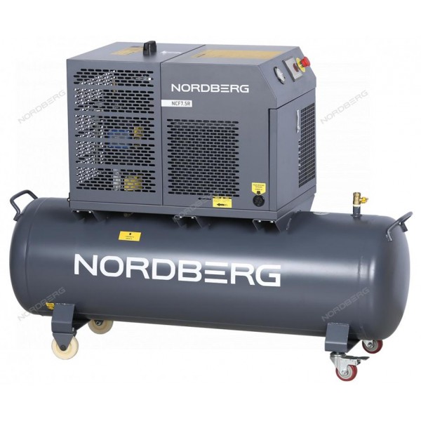 Компрессор винтовой, 5,5 кВт, 10 бар, 660 л/мин, ресивер 230 л, IP54 NORDBERG NCF7,5R