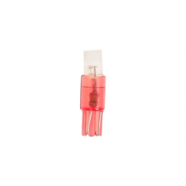 Автолампа T5 (W2*4.6d) 1 LED FLAT RED 5лм   12V MEGAPOWER /10 /100 M-50112R