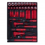 Набор торцевых диэлектрических головок с принадлежностями 1/4, 3/8, шестигранные, 5-19 мм, ложемент, 38 предметов KING TONY 9-55VE01MRV