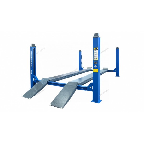 Подъемник четырехстоечный 5 т, без траверсы, для сход-развала, механическое снятие, синий NORDBERG 4450_MB
