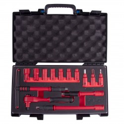 Набор торцевых диэлектрических головок с принадлежностями 3/8, шестигранные, 10-19 мм, 14 предметов KING TONY 35VE01MRV