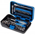 Набор торцевых головок с принадлежностями серии АТОМ, 1/4, шестигранные, 5-14 мм, 39 предметов KING TONY 2539MR-AM