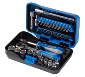 Набор торцевых головок с принадлежностями серии АТОМ, 1/4, шестигранные, 5-14 мм, 39 предметов KING TONY 2539MR-AM