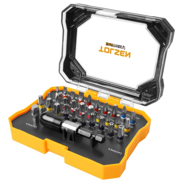 Набор вставок (бит) 1/4, PH, PZ, Hex, Torx, Slotted, TorxTR, Square, 32 предмета TOLSEN TT20377