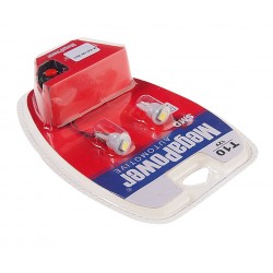 Автолампа T10W (W2,1x9,5d) 1 SMD 5050 WHITE блистер с тестером (2шт) 6000K 20лм   12V MEGAPOWER /1 /25